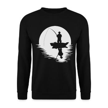 pêcheurs Pleine Lune Lune pêche Pêche Style de cadeau - Sweat-shirt Unisexe - noir - Devant - Alina (178cm) & Michal (187cm)