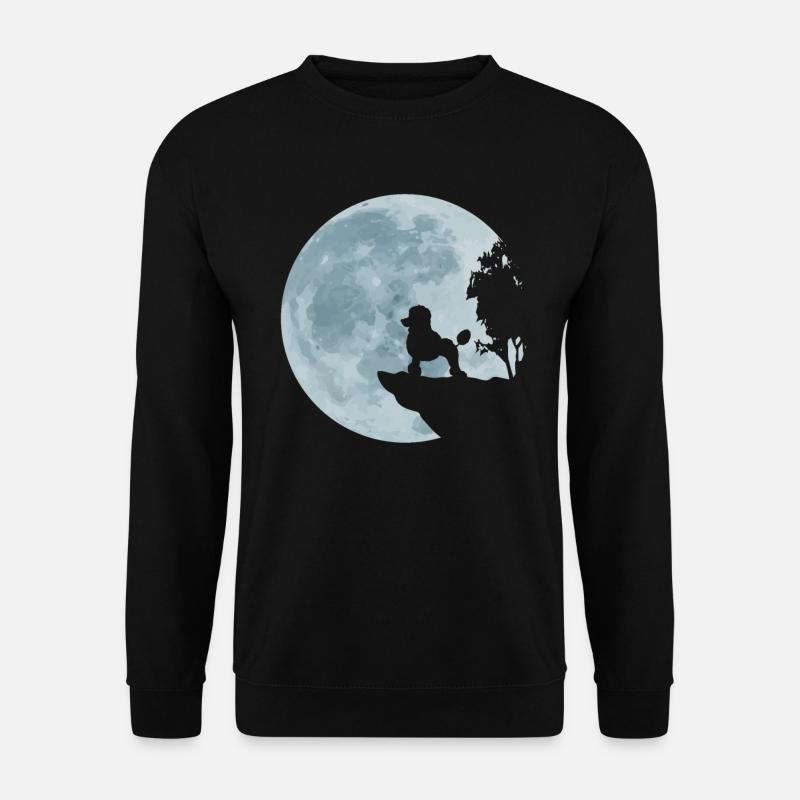 Pudel Königspudel Zwergpudel Mond Hund Geschenk - Unisex Pullover - Schwarz