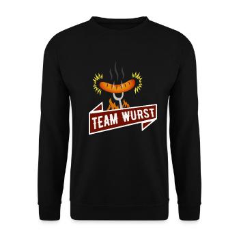 Team Wurst Bratwurst Fans Grillmeister - Unisex Sweatshirt - black - Front - Alina (178cm) & Michal (187cm)