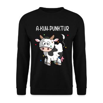 Akupunktur Medizin Akuhpunktur Kuh Wortspiel - Unisex Pullover - Schwarz - Vorne - Alina (178cm) & Michal (187cm)
