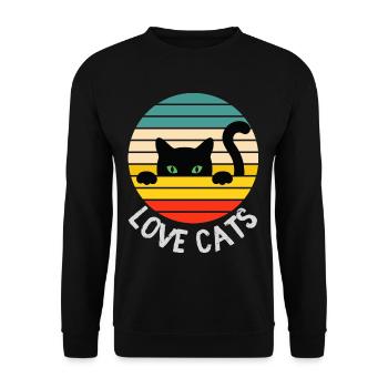 love cats cats love gift idea - Unisex Sweatshirt - black - Front - Alina (178cm) & Michal (187cm)