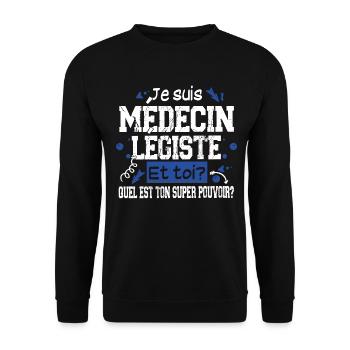 Médecin Légiste Super Pouvoir Cadeau Humour - Sweat-shirt Unisexe - noir - Devant - Alina (178cm) & Michal (187cm)