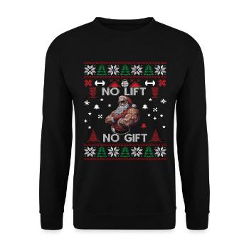 No Lift No Gift Fitness Weihnachten Geschenk Gym - Unisex Pullover - Schwarz - Vorne - Alina (178cm) & Michal (187cm)