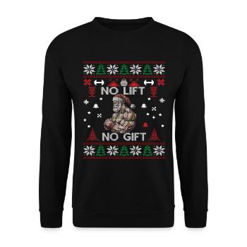 No Lift No Gift Fitness Christmas Gift Gym - Unisex Sweatshirt - black - Front - Alina (178cm) & Michal (187cm)