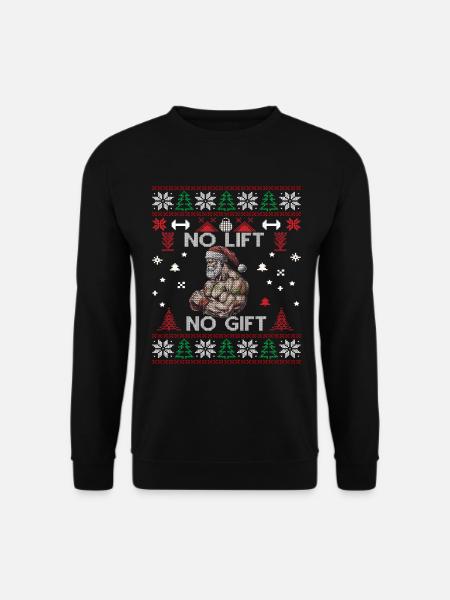 No Lift No Gift Fitness joululahjakuntosali - Unisex svetaripaita - musta