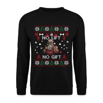 No Lift No Gift Fitness Christmas Gift Gym - Unisex Sweatshirt - black - Front - Alina (178cm) & Michal (187cm)