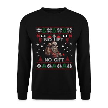 No Lift No Gift Fitness Christmas Gift Gym - Unisex Sweatshirt - black - Front - Alina (178cm) & Michal (187cm)