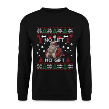 No Lift No Gift Fitness Weihnachten Geschenk Gym - Unisex Pullover - Schwarz - Vorne - Alina (178cm) & Michal (187cm)