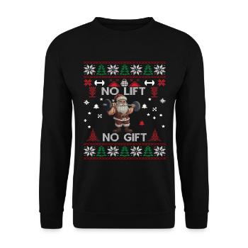 No Lift No Gift Fitness Weihnachten Geschenk Gym - Unisex Pullover - Schwarz - Vorne - Alina (178cm) & Michal (187cm)