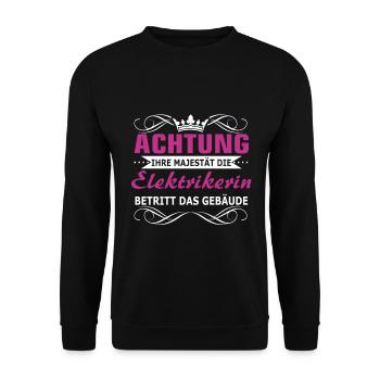 Elektrikerin - Ihre Majestät - Unisex Pullover - Schwarz - Vorne - Alina (178cm) & Michal (187cm)