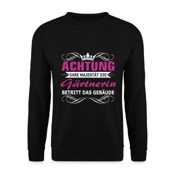 Gärtnerin - Ihre Majestät - Unisex Pullover - Schwarz - Vorne - Alina (178cm) & Michal (187cm)