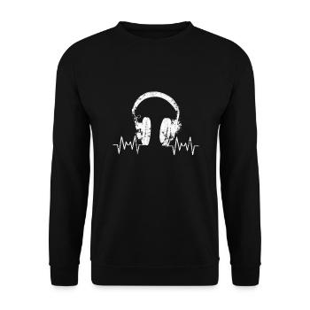 Headphones music gift musician music lover - Unisex Sweatshirt - black - Front - Alina (178cm) & Michal (187cm)