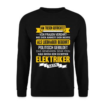 Elektriker Spruch Elektroniker Geschenk Geselle - Unisex Pullover - Schwarz - Vorne - Alina (178cm) & Michal (187cm)