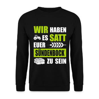 Wir Haben Es Satt Euer Sündenbock Zu Sein - Unisex Pullover - Schwarz - Vorne - Alina (178cm) & Michal (187cm)