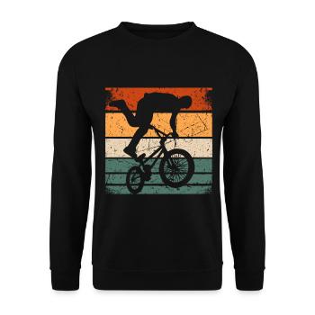 BMX Shirt Cyclisme Descente Vintage Rétro - Sweat-shirt Unisexe - noir - Devant - Alina (178cm) & Michal (187cm)