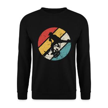 BMX Shirt Cycling Downhill Vintage Retro - Unisex Sweatshirt - black - Front - Alina (178cm) & Michal (187cm)