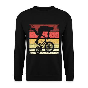 BMX Shirt Cycling Downhill Vintage Retro - Unisex Sweatshirt - black - Front - Alina (178cm) & Michal (187cm)