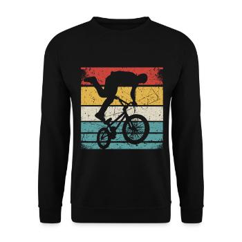 BMX Shirt Cyclisme Descente Vintage Rétro - Sweat-shirt Unisexe - noir - Devant - Alina (178cm) & Michal (187cm)