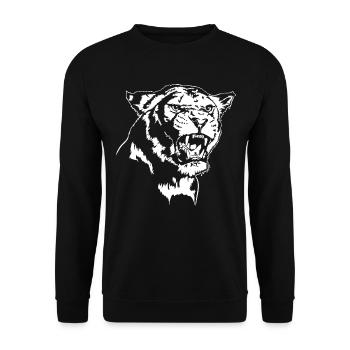 LÖWIN Löwenkopf Löwenmama Tier Safari Wilsigns - Unisex Pullover - Schwarz - Vorne - Alina (178cm) & Michal (187cm)