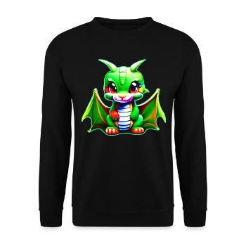 Effronté petit dragon fantaisiste vert mignon - Sweat-shirt Unisexe - noir - Devant - Alina (178cm) & Michal (187cm)
