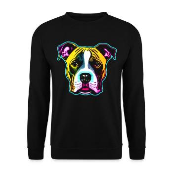 Niedliches Hund Porträt in bunt - Unisex Pullover - Schwarz - Vorne - Alina (178cm) & Michal (187cm)