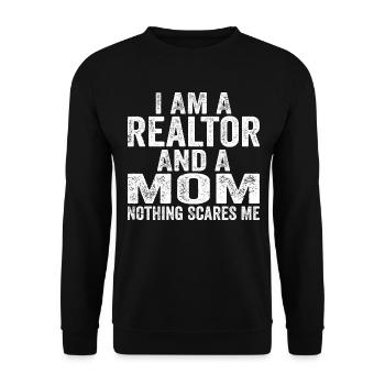 Ich bin ein Makler und eine Mutter, nichts macht mir Angst Makler - Unisex Pullover - Schwarz - Vorne - Alina (178cm) & Michal (187cm)