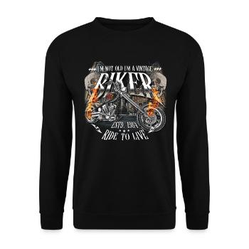 1984 Vintage Anniversaire Biker Chopper Moto - Sweat-shirt Unisexe - noir - Devant - Alina (178cm) & Michal (187cm)