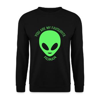 Ausländer. Liebe Aliens. Du bist mein Lieblingsmensch. - Unisex Pullover - Schwarz - Vorne - Alina (178cm) & Michal (187cm)