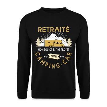 retraité camping6car cadeau humour retraite homme - Sweat-shirt Unisexe - noir - Devant - Alina (178cm) & Michal (187cm)