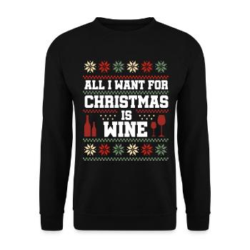 Wein Weihnachten Spruch - Unisex Pullover - Schwarz - Vorne - Alina (178cm) & Michal (187cm)