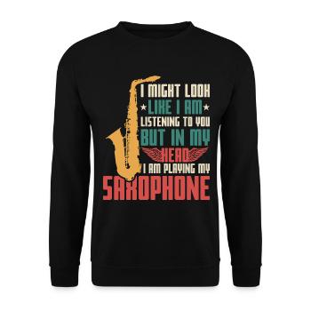 Saxophon Spruch - Unisex Pullover - Schwarz - Vorne - Alina (178cm) & Michal (187cm)