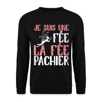 Je Suis La Fée Pas Chier Humour Fête Des Mères - Sweat-shirt Unisexe - noir - Devant - Alina (178cm) & Michal (187cm)