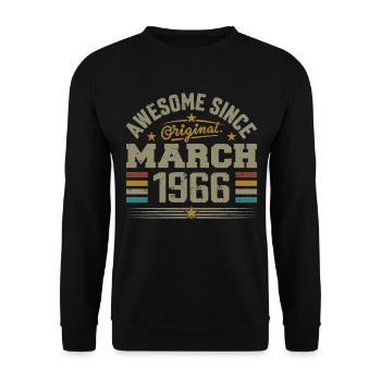 Mars 1966 Anniversaire Idée Cadeau Vintage 1966 - Sweat-shirt Unisexe - noir - Devant - Alina (178cm) & Michal (187cm)