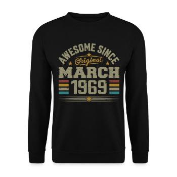 Mars 1969 Anniversaire Idée Cadeau Vintage 1969 - Sweat-shirt Unisexe - noir - Devant - Alina (178cm) & Michal (187cm)