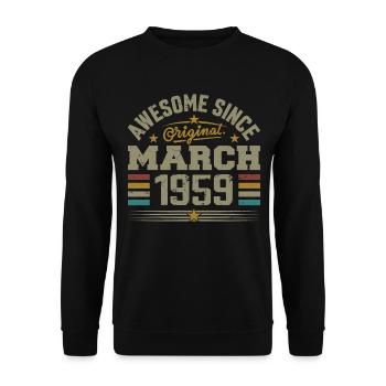 März 1959 Geburtstag Jahrgang 1959 Geschenkidee - Unisex Pullover - Schwarz - Vorne - Alina (178cm) & Michal (187cm)
