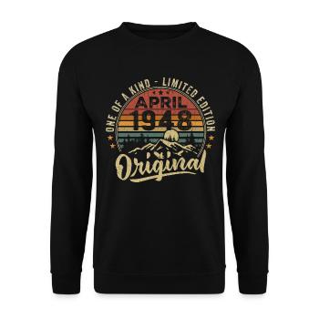 April 1948 Vintage Birthday Gift 1948 - Unisex Sweatshirt - black - Front - Alina (178cm) & Michal (187cm)