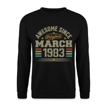 März 1983 Geburtstag Vintage Geschenkidee 1983 - Unisex Pullover - Schwarz - Vorne - Alina (178cm) & Michal (187cm)