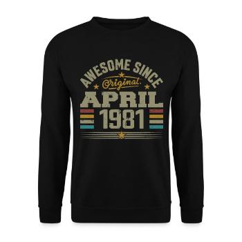 April 1981 Geburtstag Jahrgang 1981 Geschenkidee - Unisex Pullover - Schwarz - Vorne - Alina (178cm) & Michal (187cm)