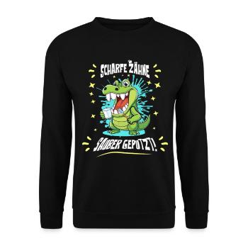 Crocodile Dental Hygiene - Unisex Sweatshirt - black - Front - Alina (178cm) & Michal (187cm)