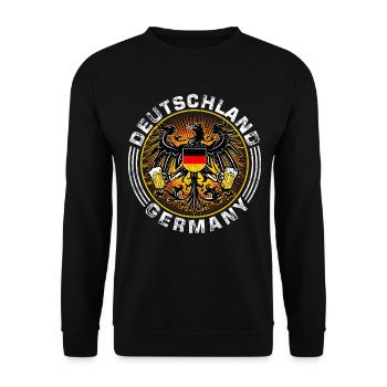 MIX - Deutschland Germany International Wappen - - Unisex Pullover - Schwarz - Vorne - Alina (178cm) & Michal (187cm)