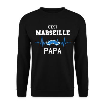 C'est Marseille Papa Idée Cadeau Humour Citation - Sweat-shirt Unisexe - noir - Devant - Alina (178cm) & Michal (187cm)