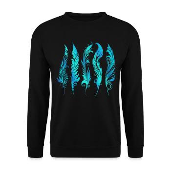 Plumes Boho Ethnique Style Motif Tribal Indien - Sweat-shirt Unisexe - noir - Devant - Alina (178cm) & Michal (187cm)