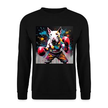 English Bull Terrier as a Boxer in a Boxing Stance - Unisex Sweatshirt - black - Front - Alina (178cm) & Michal (187cm)