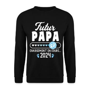 Dad to be 2024 Dad in Progress Pregnancy Announcement - Unisex Sweatshirt - black - Front - Alina (178cm) & Michal (187cm)