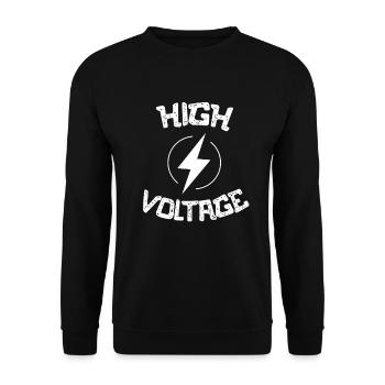 Volt Strom Hochspannung Blitz Gewitter Geschenk - Unisex Pullover - Schwarz - Vorne - Alina (178cm) & Michal (187cm)