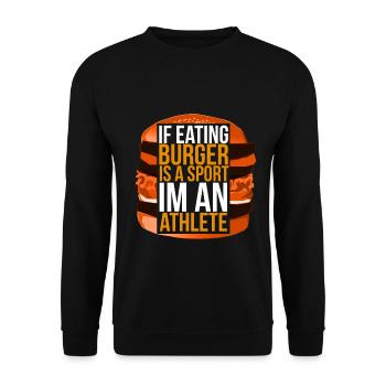 Burger Sport Cheeseburger Hamburger BBQ Geschenk - Unisex Pullover - Schwarz - Vorne - Alina (178cm) & Michal (187cm)