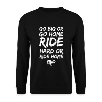 BMX Park Rider Biker Rad Fahrrad Bike Geschenk - Unisex Pullover - Schwarz - Vorne - Alina (178cm) & Michal (187cm)