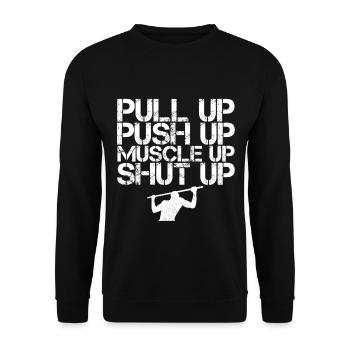Calisthenics Bar Street Workout Muscle Up Gift - Unisex Sweatshirt - black - Front - Alina (178cm) & Michal (187cm)