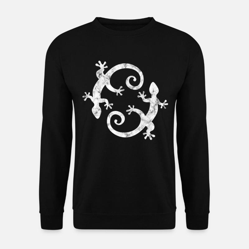 2 Geckos, Paar, Glücksbringer, Tiere, Natur, Glück - Unisex Pullover - Schwarz