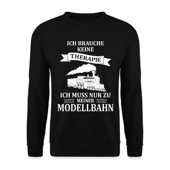 Spruch Modellbahn H0 Eisenbahner - Unisex Pullover - Schwarz - Vorne - Alina (178cm) & Michal (187cm)
